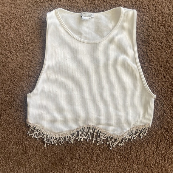 Zara Cream Tank Top with Beaded Fringe - Picture 3 of 10